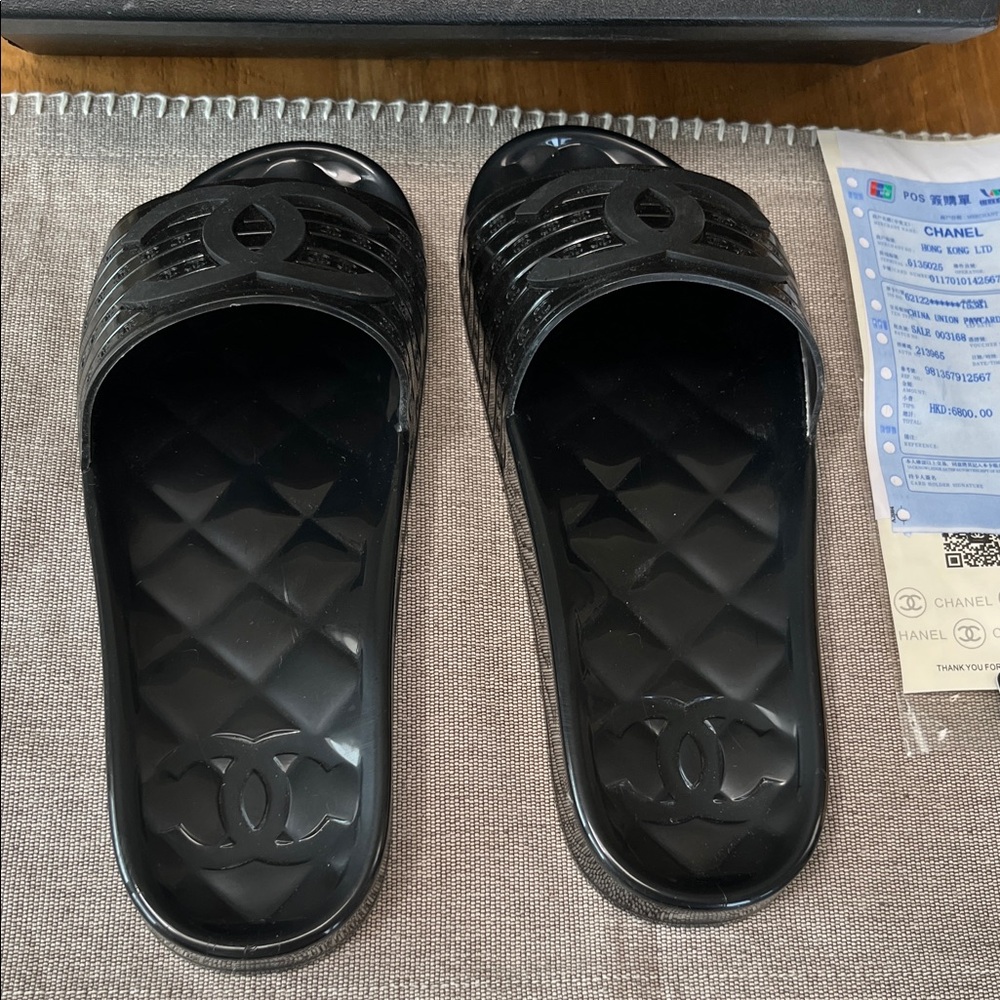 Elegant Black Slide Sandals.